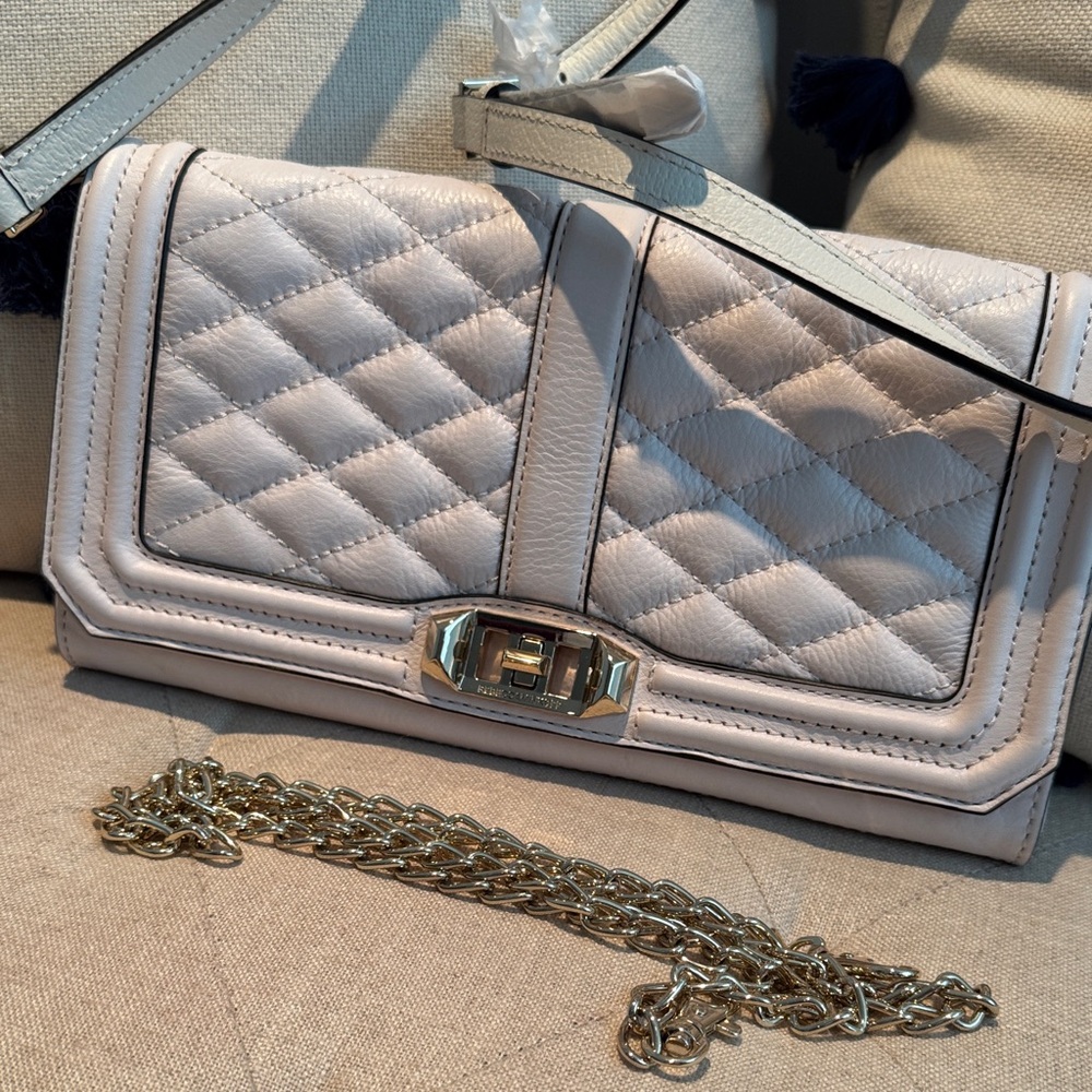 Rebecca Minkoff Quilted Cream Leather Clutch